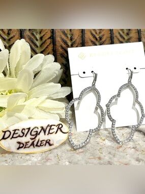 Kendra Scott Abbie large Open Frame Crystal Silver Tone Drop Earrings